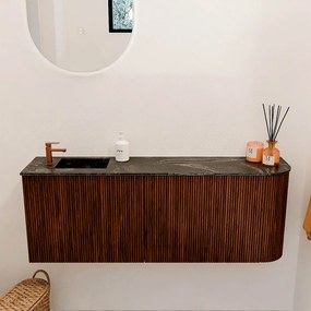 Mondiaz Joya DLux 110cm toiletmeubel ronding rechts ruby met wastafel faye links 1 kraangat lava