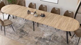 Mazzoni EXPANSO Craft Eiken Goud / zwarte poten - OVALE UITSCHUIFTAFEL 160-360 cm VOOR 16-18 PERSONEN