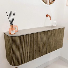 Mondiaz Joya DLux 100cm toiletmeubel ronding links dusk met wastafel faye rechts zonder kraangat opalo