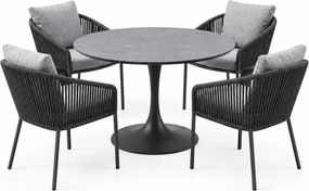 Flair Brightling dining tuinset 120xH75 cm 5 delig antraciet keramiek