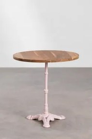 Azteca Ronde Barkruk Van Acaciahout Acaciahout - Suikerspinroze & Ø70 Cm - Sklum