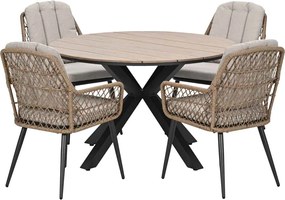 Garden Impressions Kalibo tuinset 5-delig - Tulli tuintafel Ø122 cm