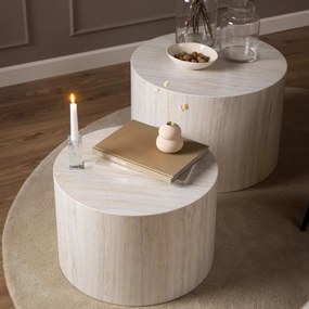 Ronde Salontafelset Beige Travertin Look