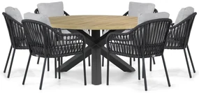 Tuinset Ronde Tuintafel 6 personen 160 cm Aluminium/rope Grijs Coco Puerto/Rockville