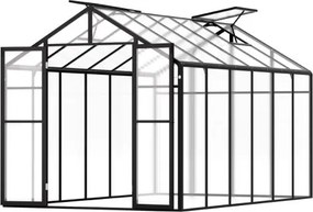 VEVOR Polycarbonaat kas, 236x346x207cm, plantenkas met 2 ventilatieramen, paviljoenkas met openslaande deuren, inloopkas van aluminium voor buitentuin