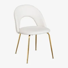 Eetkamerstoel Bekleed Met Glorys Deluxe-stof Crème Beige & Goud - Sklum