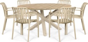 Tuinset 6 personen 150 cm Kunststof Zand/Beige Domani Furniture Alba/Ancona