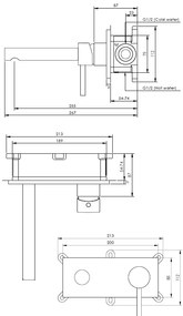 Brauer Gold Edition ColdStart wastafelkraan inbouw rechte uitloop met achterplaat model A1 geborsteld messing PVD