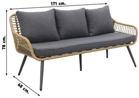 Garden Impressions Margriet stoel-bank loungeset - Natural rotan/Mystic Grey - 5 delig