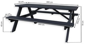 Picknicktafel Deluxe 180 x 70 - Zwart