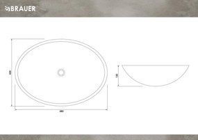 Brauer Vortex waskom fine stone 58x42cm wit mat