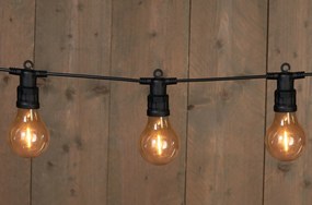 10 partylights met filament 6cm led classic 10m/3m aanloopsnoer noir / ip44 trafo