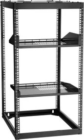 VEVOR 20U Open Frame Netwerk Rack, 585 mm diep, aan de muur gemonteerd of op de vloer staand serverrack, 4-paals constructie, met geventileerde planken en bevestigingsmateriaal, voor netwerk-IT-apparatuur en AV-apparatuur