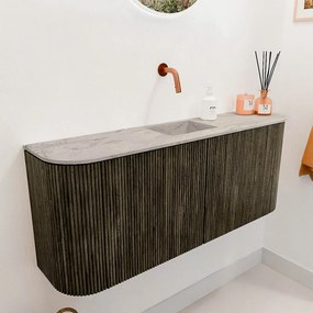Mondiaz Joya DLux 105cm toiletmeubel ronding links/rechts shadow met wastafel faye midden zonder kraangat glace