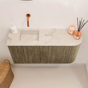 Mondiaz Joya DLux 80cm toiletmeubel ronding rechts dusk met wastafel faye links zonder kraangat frappe