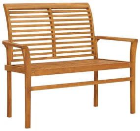 vidaXL Tuinbank met crèmekleurig kussen 112 cm massief teakhout