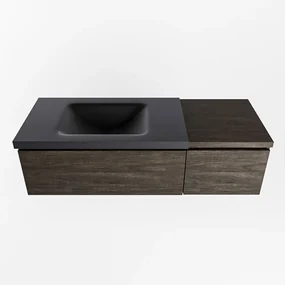 Mondiaz Bukla 120cm badmeubel met module 40 Dark Brown met 2 lades wastafel Cloud links 1 kraangat Urban