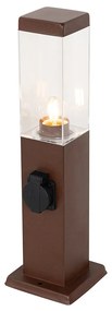 Buitenlamp roestbruin 45 cm met stopcontact IP44 - Malios Design, Modern E27 IP44 Buitenverlichting