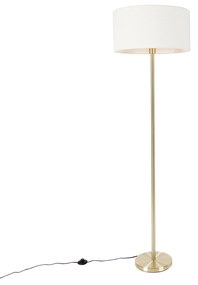 Vloerlamp messing met boucle kap wit 50 cm - Simplo Design, Modern E27 rond Binnenverlichting Lamp