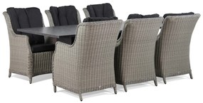 Tuinset 6 personen 220 cm Wicker Grijs Garden Collections Buckingham/Graniet