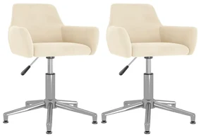 vidaXL Eetkamerstoelen draaibaar 2 st fluweel crèmekleurig