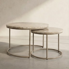 Ronde Salontafelset Marmer - 60 X 60cm.