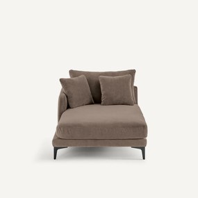 Longchair in stone-kleurig fluweel, MODERNISTE, ontwerp van Emmanuel Gallina