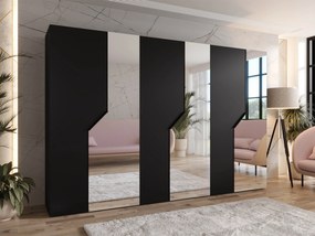 Kledingkast Hartford 599, Zwart, 202x300x52cm, 203.5 kg, Kledingkast deuren: Met scharnieren