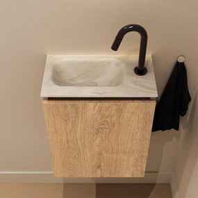 Mondiaz Ture DLux toiletmeubel 40cm washed oak met wastafel ostra links met kraangat