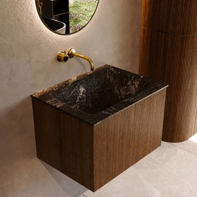 Mondiaz Kurve-dlux 60cm badmeubel dusk met 1 lade en wastafel cloud midden zonder kraangat lava
