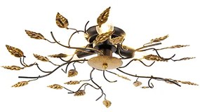 Vintage plafondlamp zwart met goud 50 cm 3-lichts - Foglie