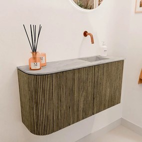 Mondiaz Joya DLux 80cm toiletmeubel ronding links dusk met wastafel faye rechts zonder kraangat glace