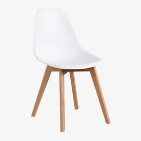 Pack Van 4 Eetkamerstoelen Van Polypropyleen En Beukenhout Scand Nordic Wit - Sklum