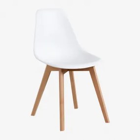 Set Van 4 Eetkamerstoelen In Polypropyleen En Beukenhout Scand Nordic Wit - Sklum