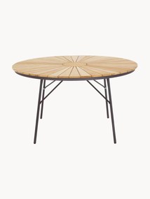 Ronde tuintafel Ellen met teakhouten tafelblad, in verschillende formaten