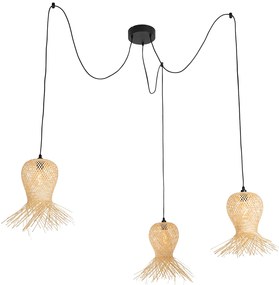 Oosterse buiten hanglamp bamboe 3-lichts IP44 - Carlos