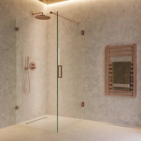 Saniclear Copper profielloze douchecabine 80x80cm met 80cm deur geborsteld koper