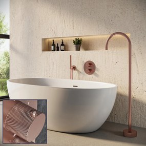 Saniclear Copper Curved inbouw badkraan rond met vrijstaande uitloop geborsteld koper