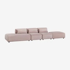 3-delige Modulaire Bank Met Links Chaise Longue En Fogler Poef Corduroy Roze Wijn - Sklum
