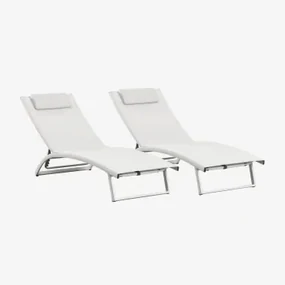 Set Van 2 Dulem Aluminium Ligstoelen Gardenia Wit - Sklum