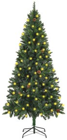 vidaXL Kunstkerstboom met LED's en dennenappels 180 cm groen