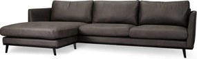 Loungebank Odissi chaise longue links | leer Kentucky antraciet 01 | 1,60 x 2,58 mtr breed