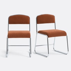 Set van 2 stoelen van chroom en stof Celestina