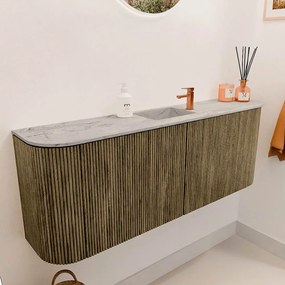 Mondiaz Joya DLux 115cm toiletmeubel ronding links/rechts dusk met wastafel faye midden 1 kraangat glace
