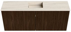 Mondiaz Joya DLux 100cm toiletmeubel walnut met wastafel faye midden zonder kraangat meli