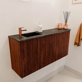 Mondiaz Joya DLux 90cm toiletmeubel ronding rechts ruby met wastafel faye links 1 kraangat lava