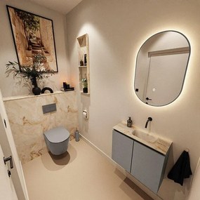 MONDIAZ TURE-DLUX 60cm toiletmeubel Smoke. EDEN wastafel Frappe positie rechts. Zonder kraangat. TUREDX60SMOR0FRA