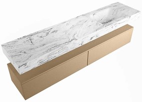 Mondiaz Alan DLux badmeubel 200cm oro 2 lades met wastafel glace rechts zonder kraangat