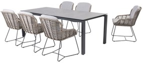 4 Seasons Outdoor Lugano dining set pure met Goa tafel HPL blad dark grey 220 x 95 cm * Sale *  Tuinset    antraciet weerbestendig