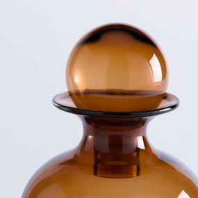 Decoratieve amberkleurige glazen fles H28 cm Nemia